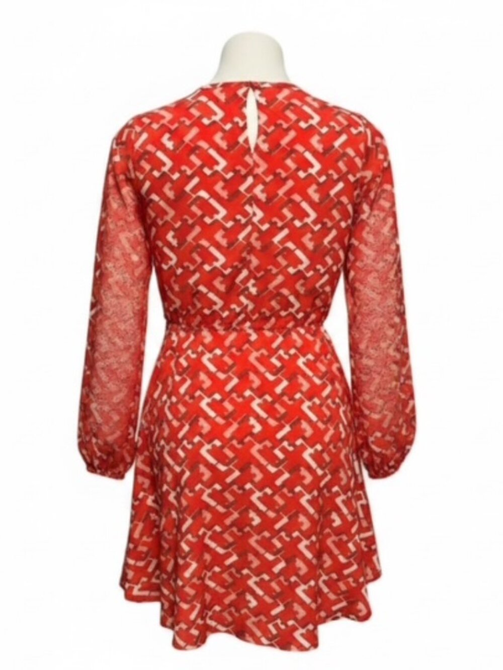 Pomander Place Small Red Chain Colette Long Sleeve Dress EUC - Picture 5 of 9